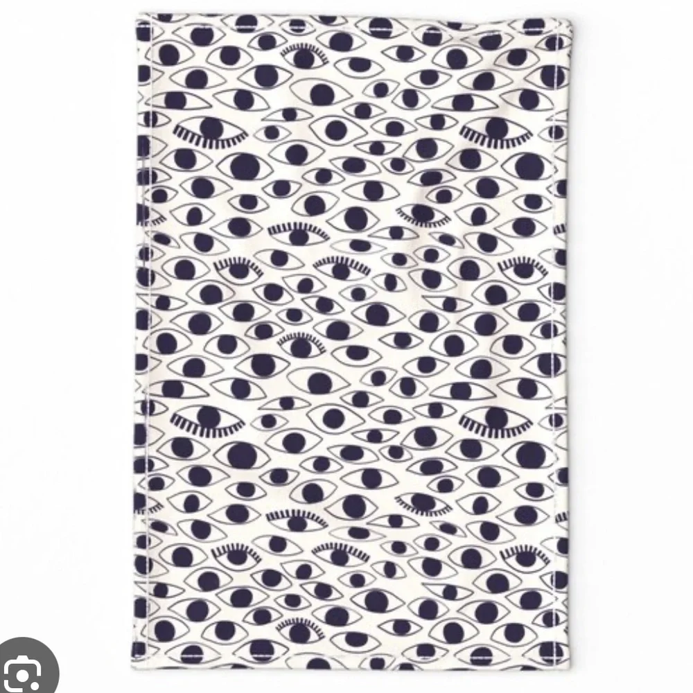 tea towel doodle eyes print Spoonflower Fabrics